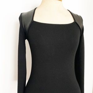 Dana Buchman Leather Trimmed Wool Sweater